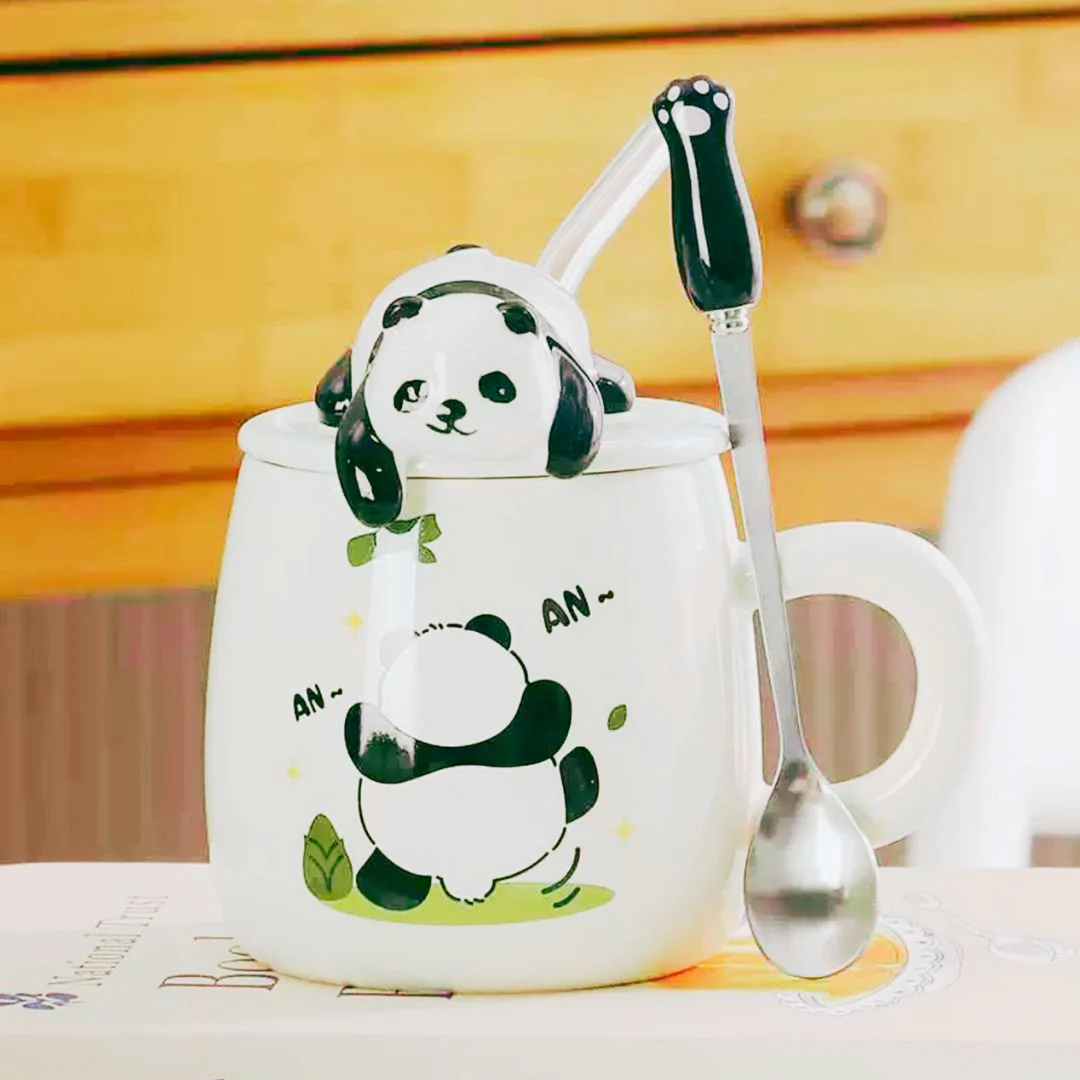 Beary Morning - Panda Mug with Lid and Spoon - Image 5