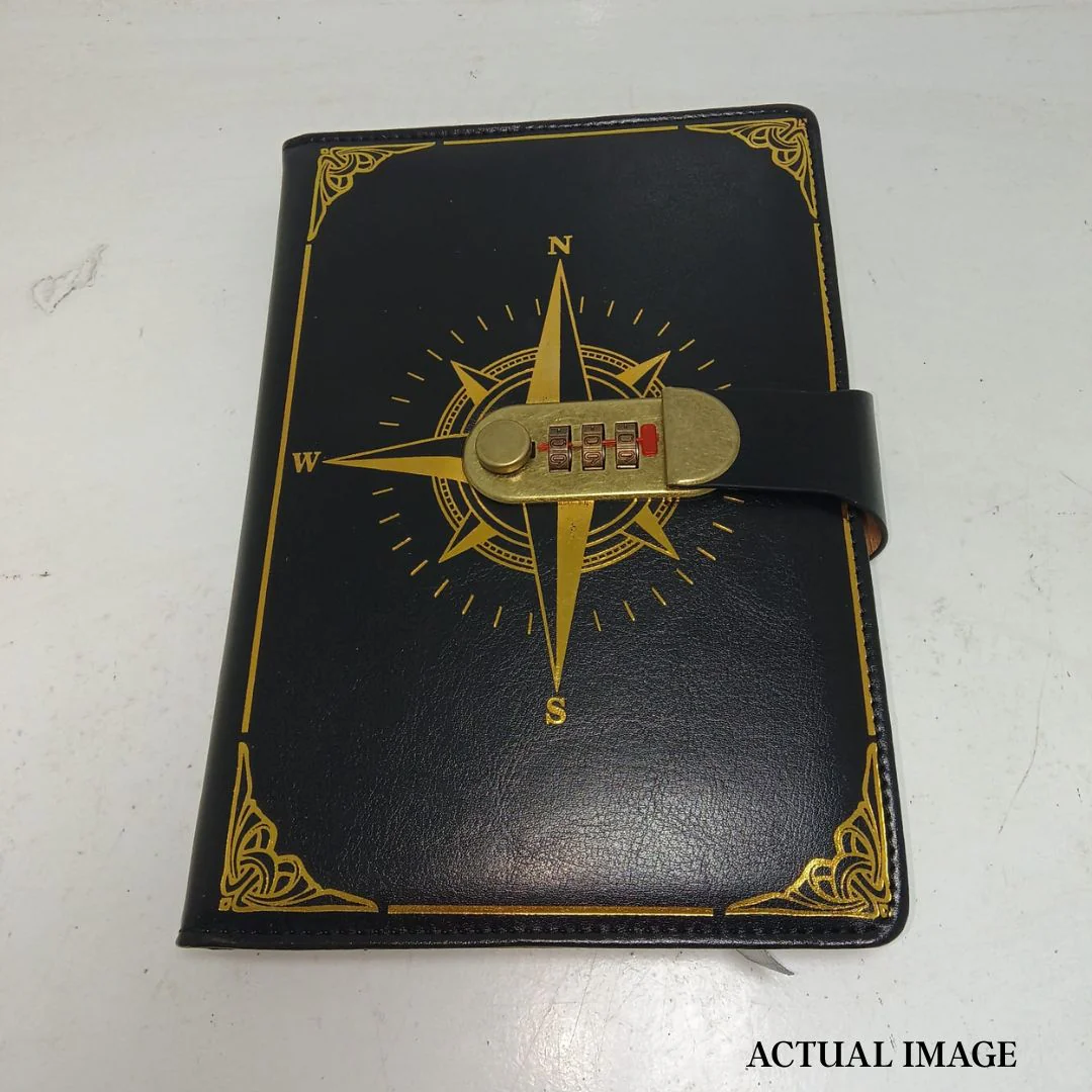 Leather Compass Lock Diary with 3-Digit Password – Vintage Hardcover Personal Journal (A5 Size) - Image 6