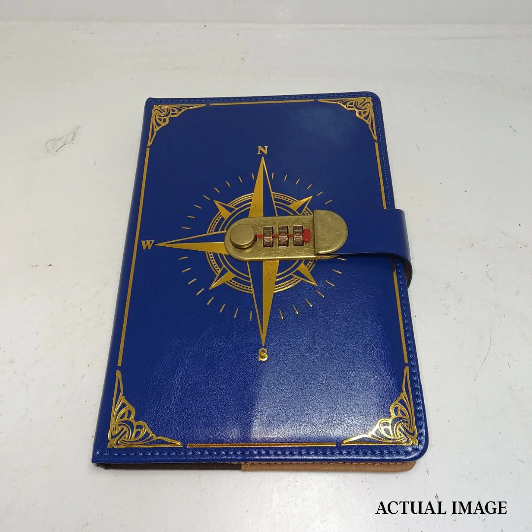 Leather Compass Lock Diary with 3-Digit Password – Vintage Hardcover Personal Journal (A5 Size) - Image 7