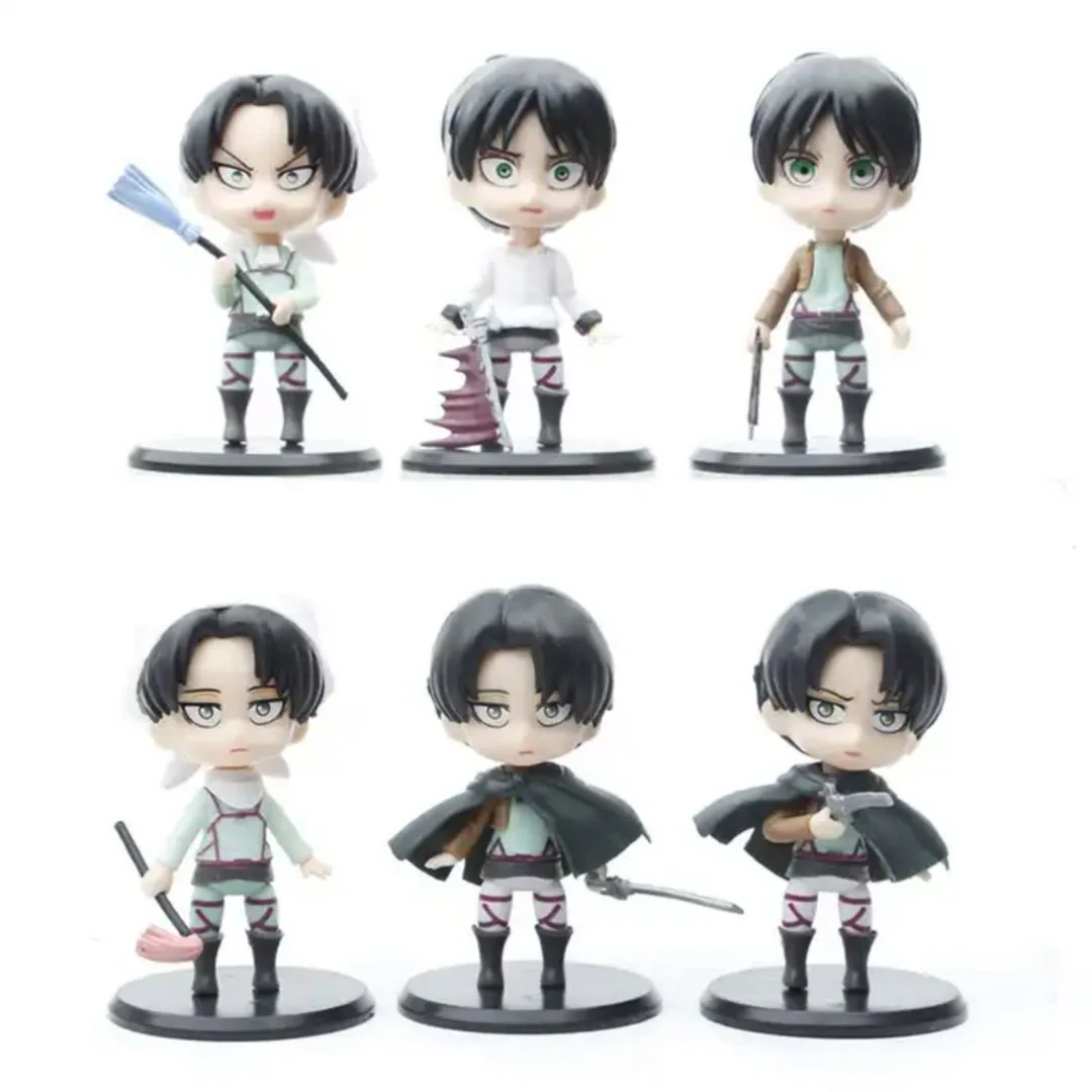 Levi Eren Chibi Figures - Set of 6 | Cute Attack On Titan Anime Figurines [10 cm] - Image 2