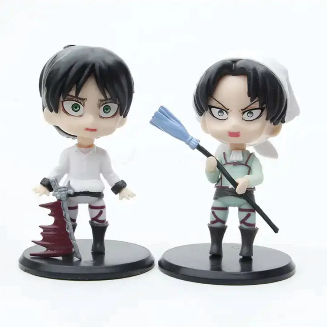 Levi Eren Chibi Figures - Set of 6 | Cute Attack On Titan Anime Figurines [10 cm] - Image 3