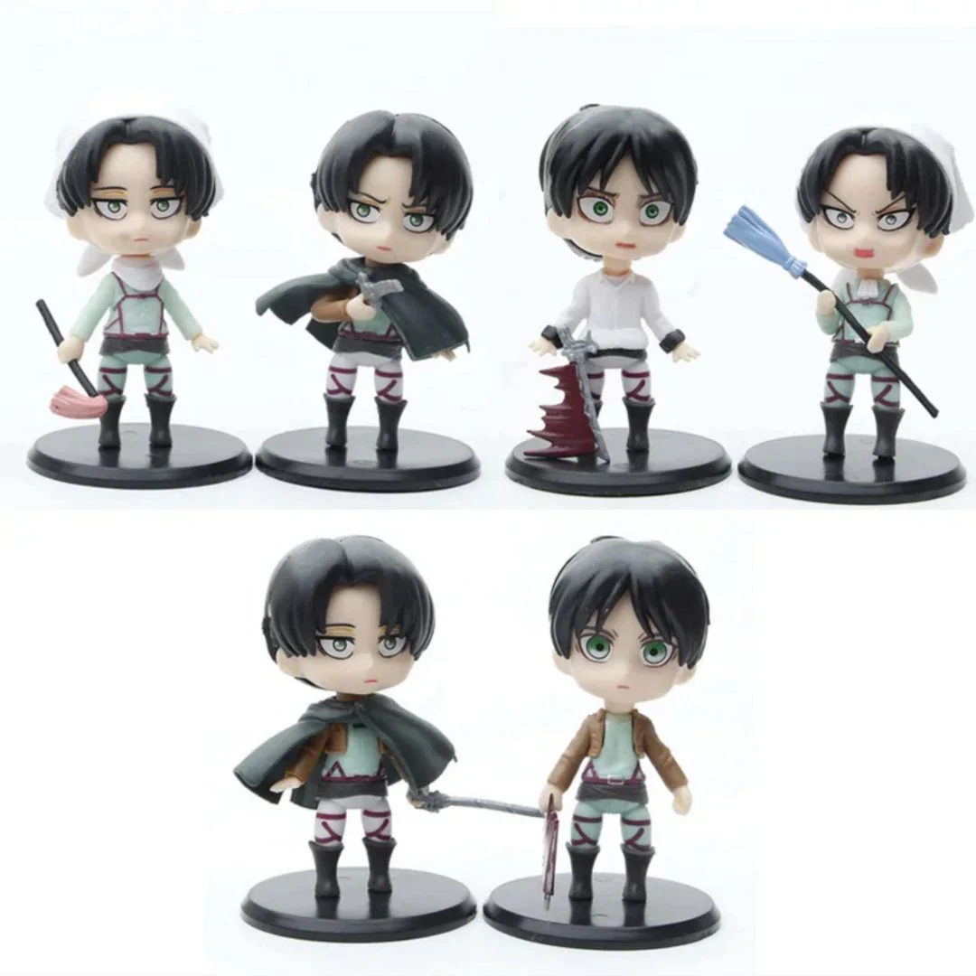 Levi Eren Chibi Figures - Set of 6 | Cute Attack On Titan Anime Figurines [10 cm] - Image 5