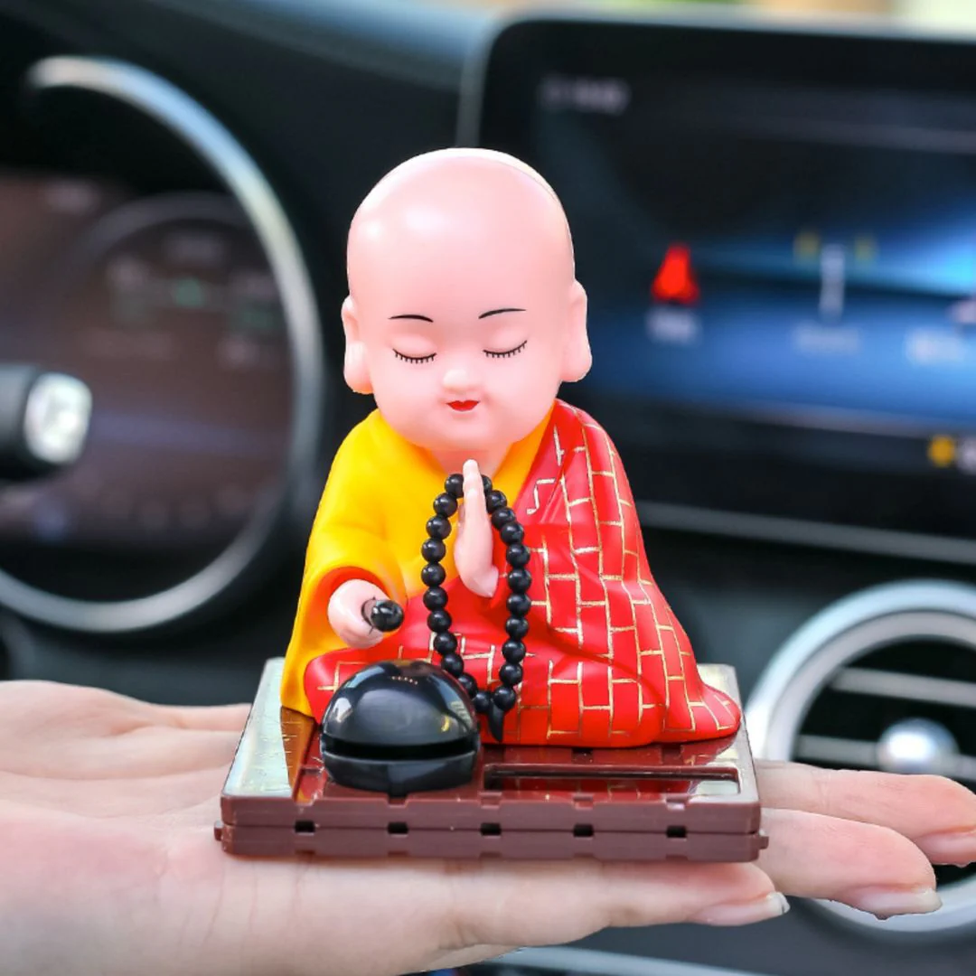 Little Buddha Solar Statue | Good Fortune Decoration Ornament - Image 2
