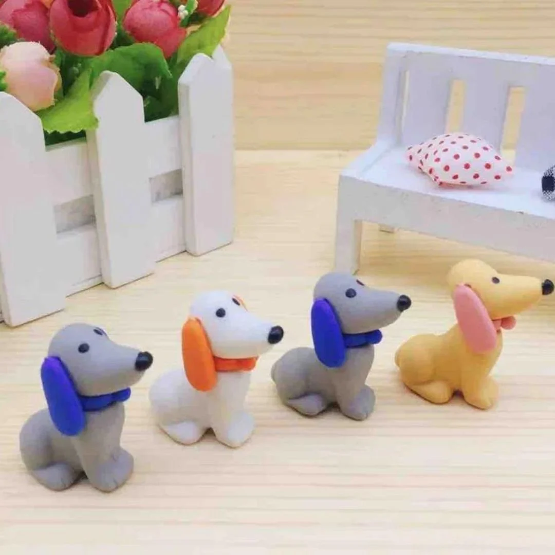 Long Ear Dog Eraser [set of 4] – Return Gift Idea for Kids  - Assorted Colour