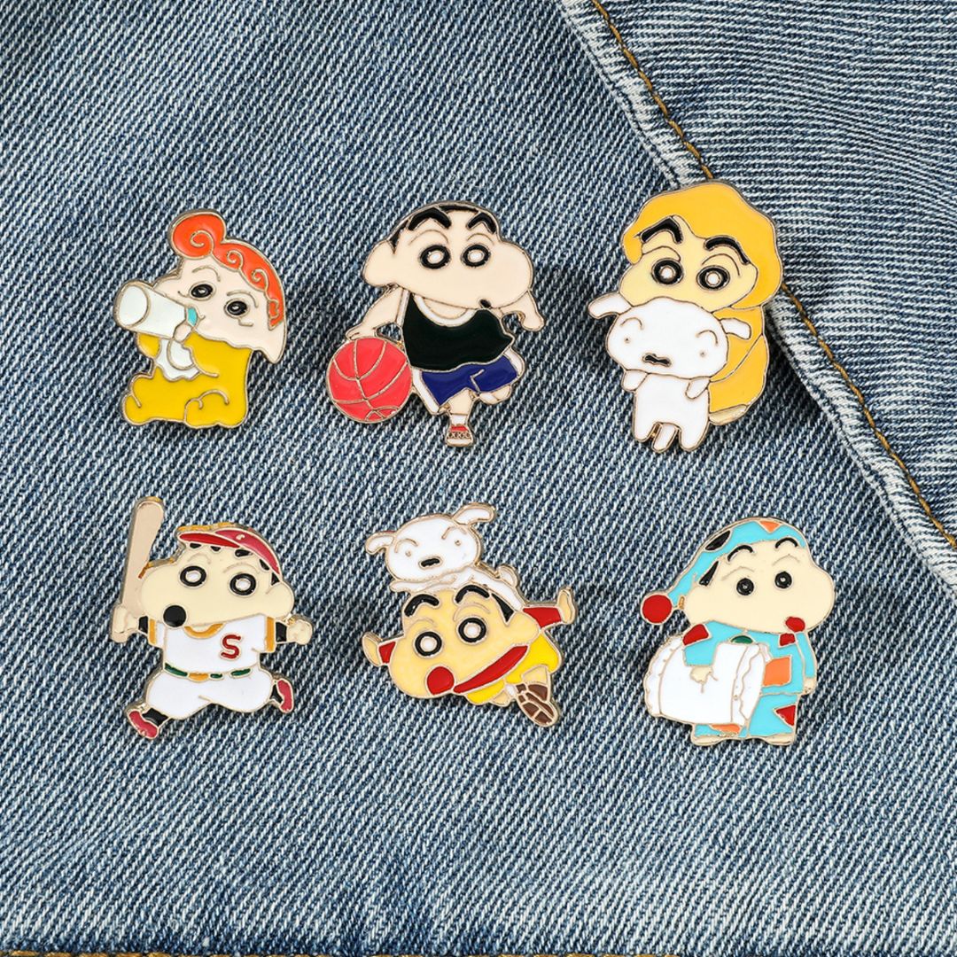 Loveable Shin Chan Lapel Pins | Metallic Enamel Badges