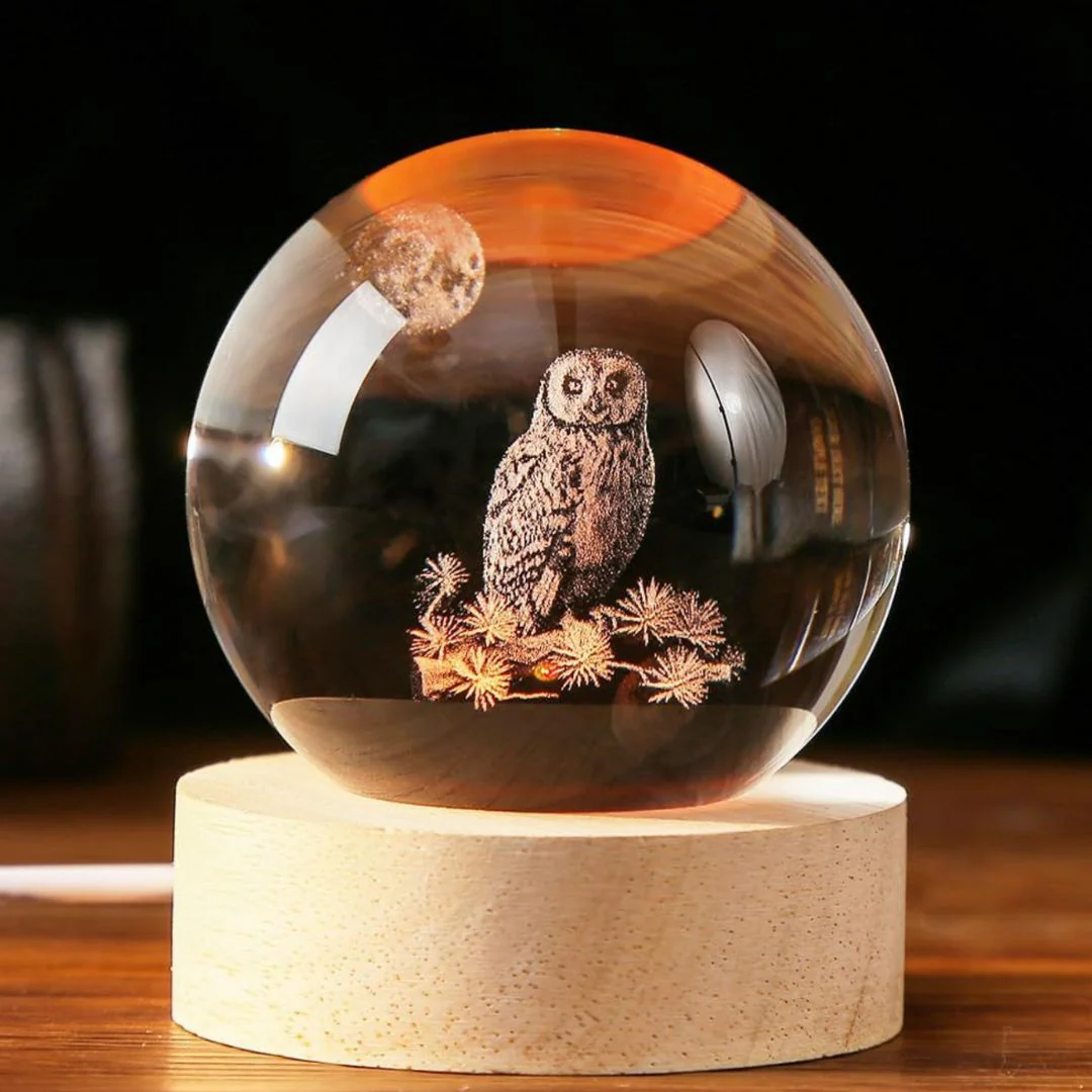 Majestic Owl Crystal Lamp | LED Night Light - Image 2