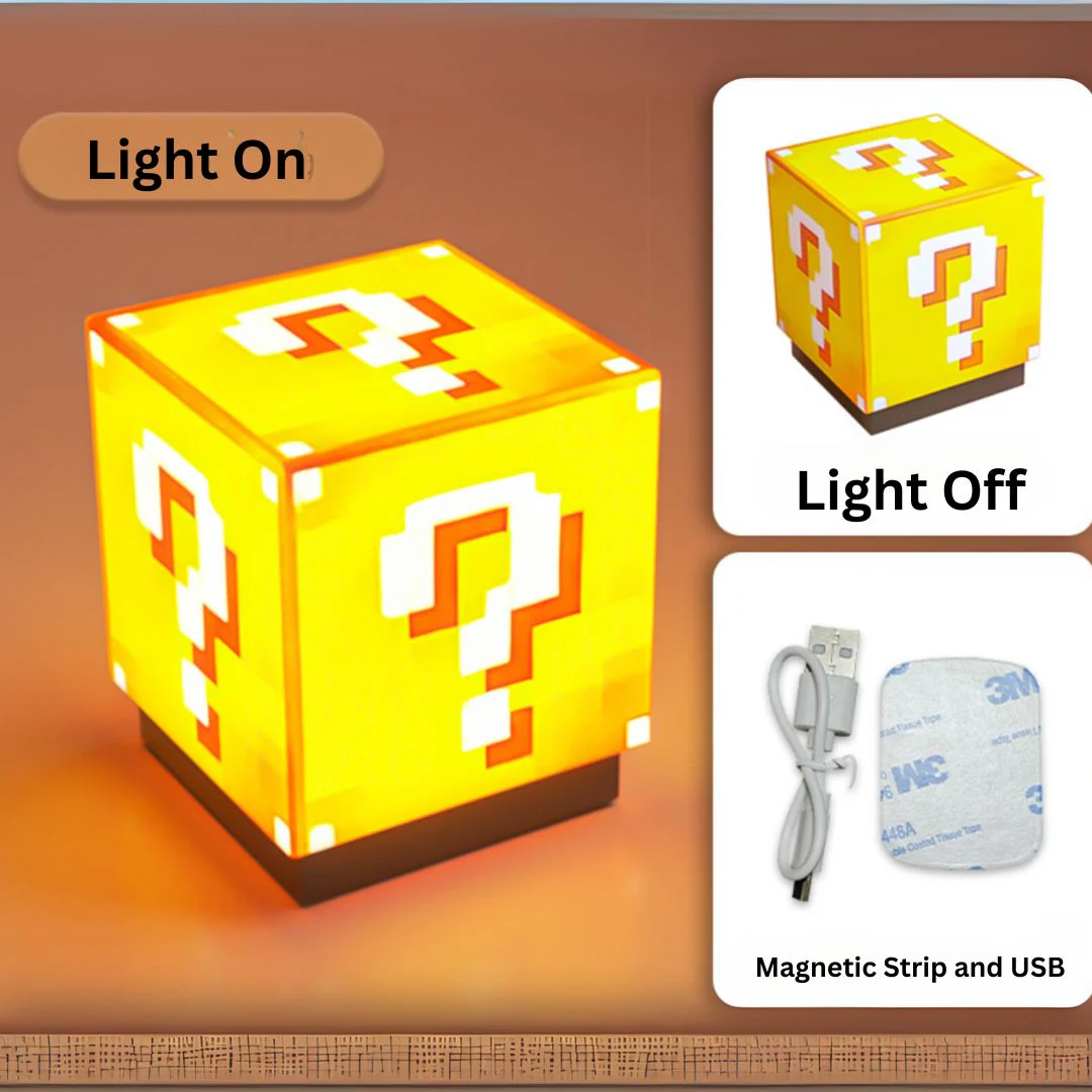 Minecraft Block Night Light | USB Rechargeable Mini Cube Lamp with Magnetic Mount - Image 3