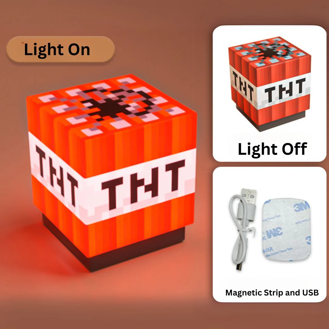 Minecraft Block Night Light | USB Rechargeable Mini Cube Lamp with Magnetic Mount - Image 4