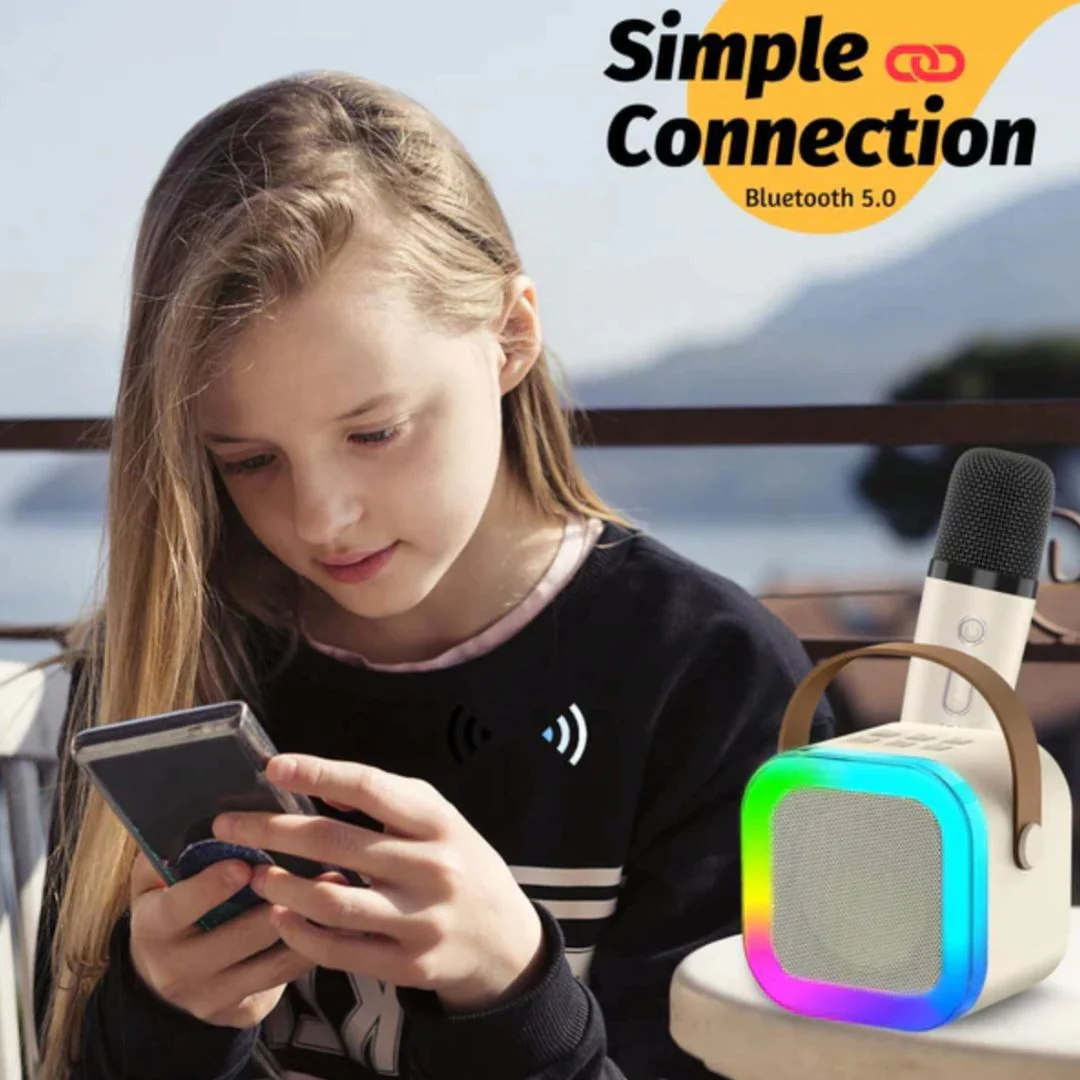 Mini Karaoke Machine with Microphone | Bluetooth Speaker with Light - Image 4