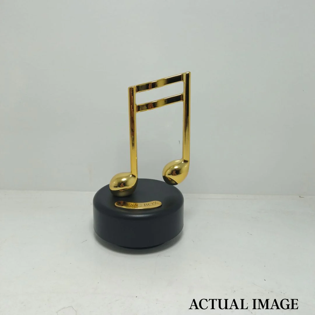 Musical Notes Wind-Up Music Box – Golden Rotating Melody Showpiece for Music Lovers - Image 6