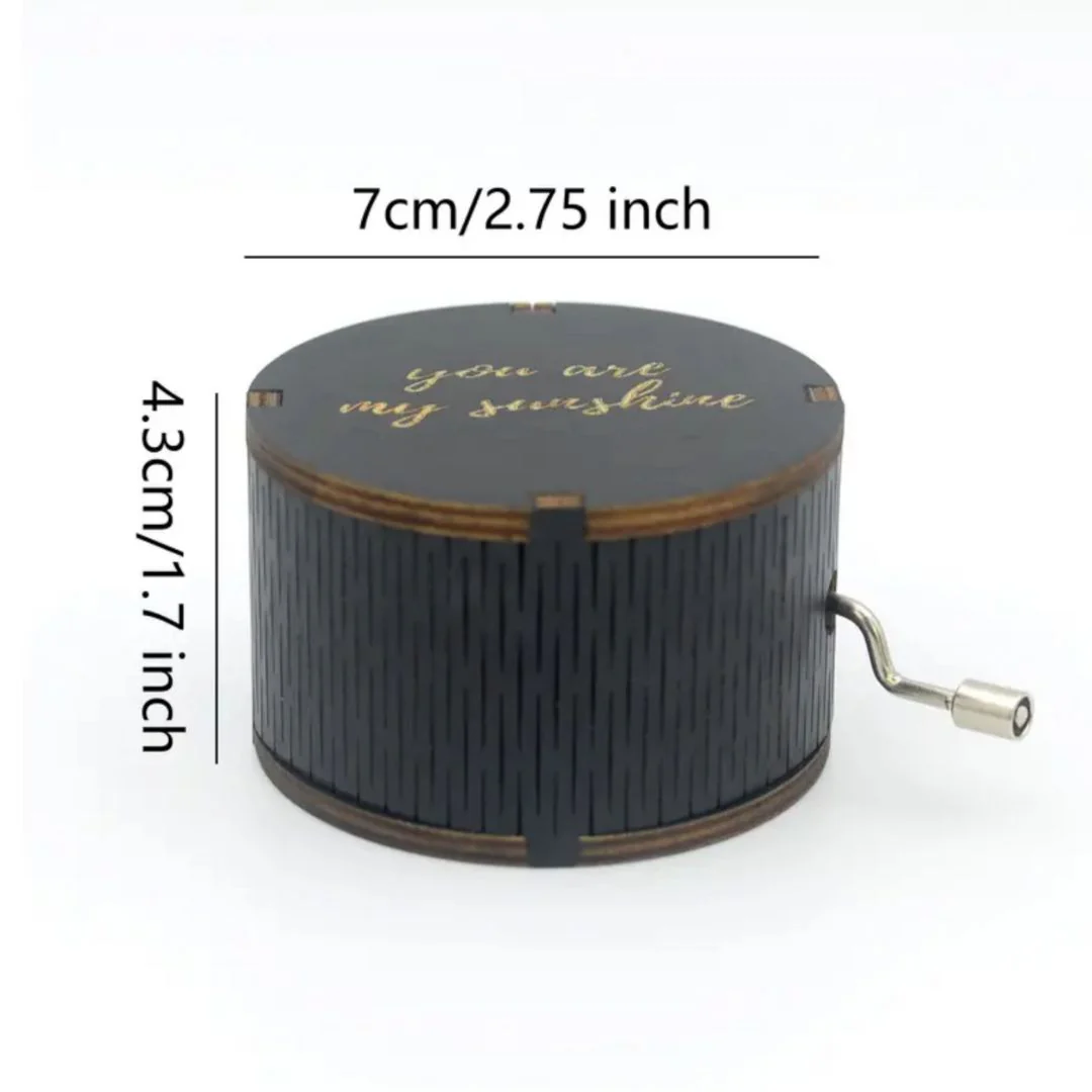 My Sunshine Round Music Box | Antique Engraved Wooden Box - Image 3