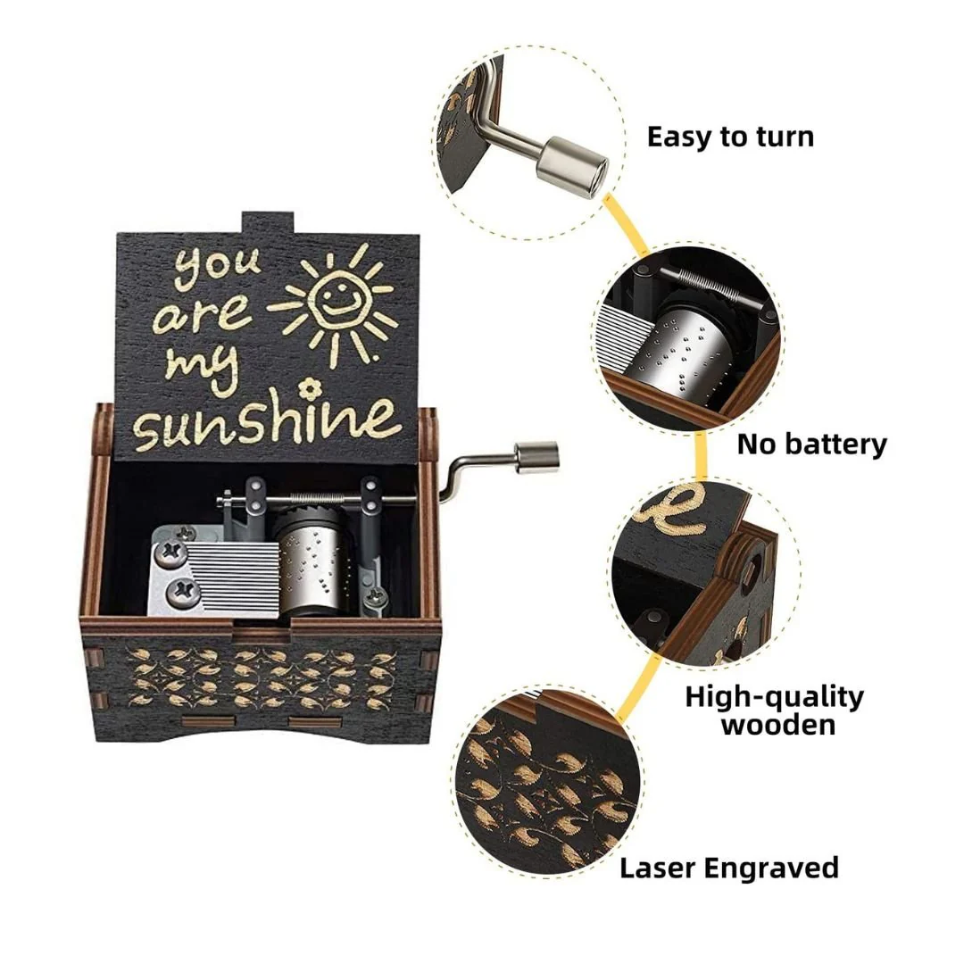 My Sunshine Music Box | Hand Crank Wood Box | Gifts for Music Lover - Image 15