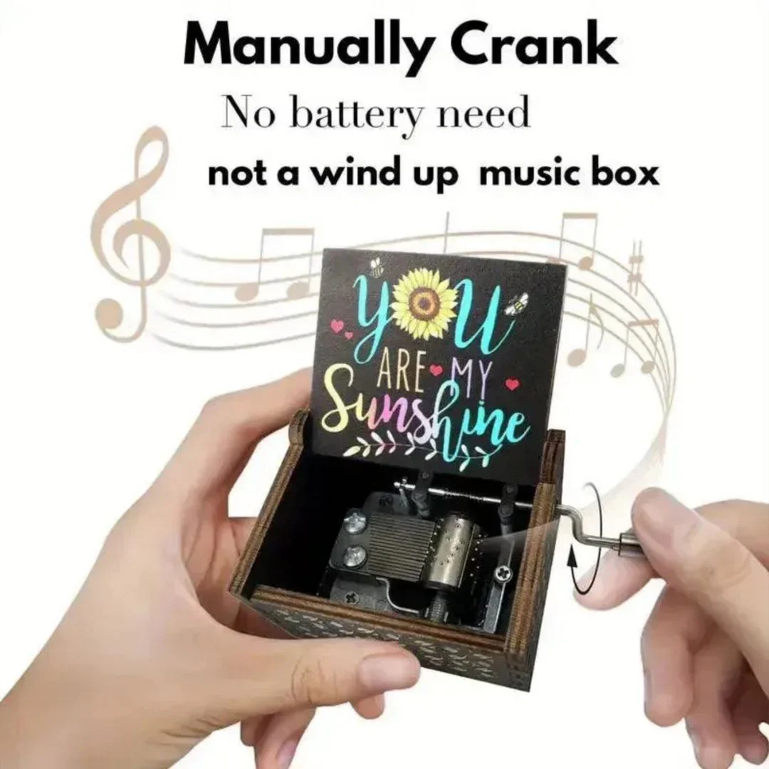 My Sunshine Music Box | Hand Crank Wood Box | Gifts for Music Lover - Image 4