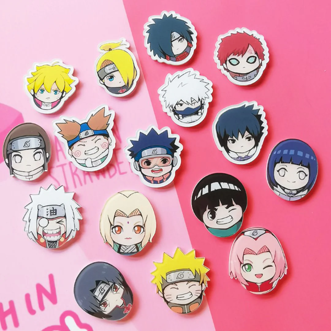 Anime & Friends Acrylic Badge | Acrylic Safety Pins for Naruto Fans