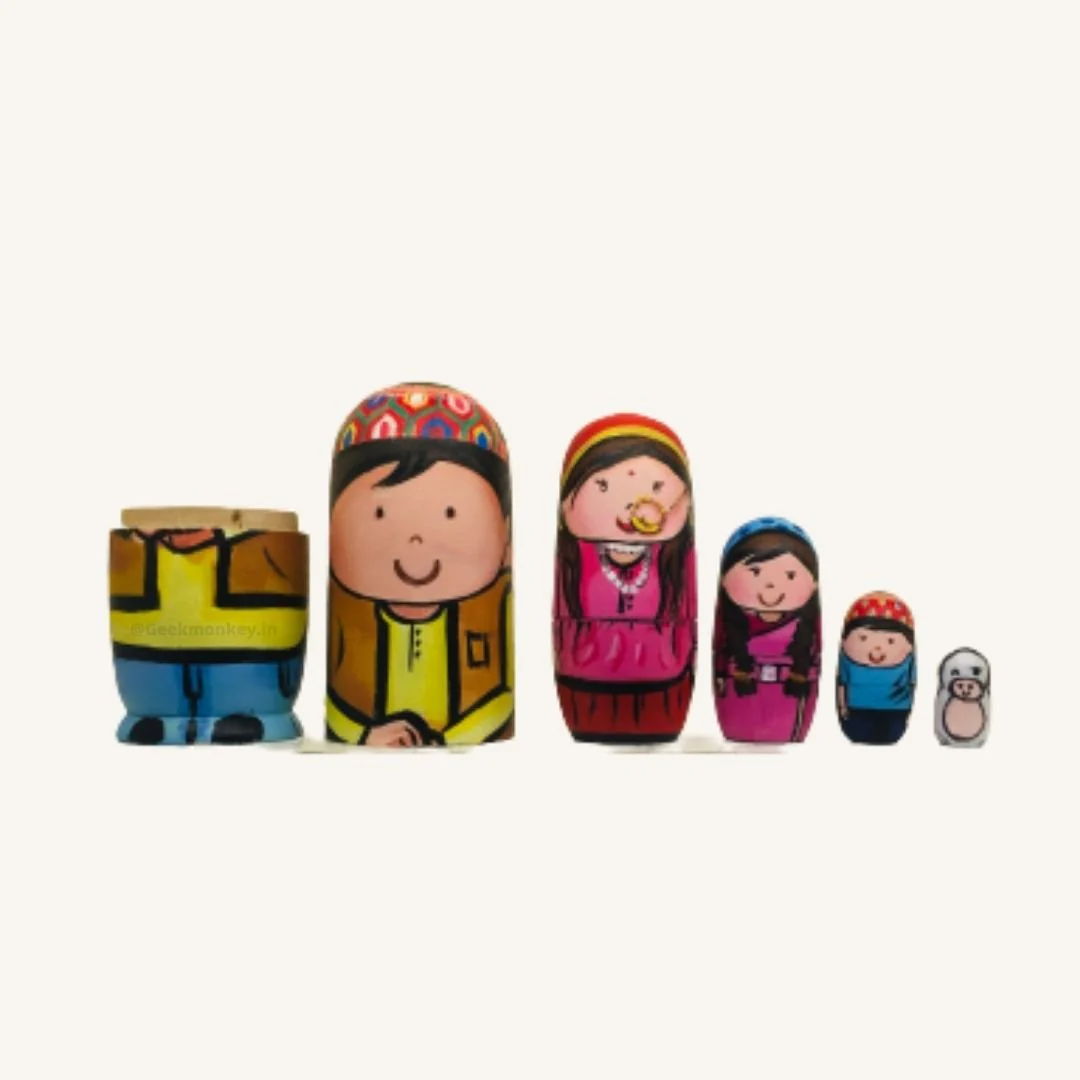 Pahadi Dagadiya - Nested Wooden Doll Family - Image 2
