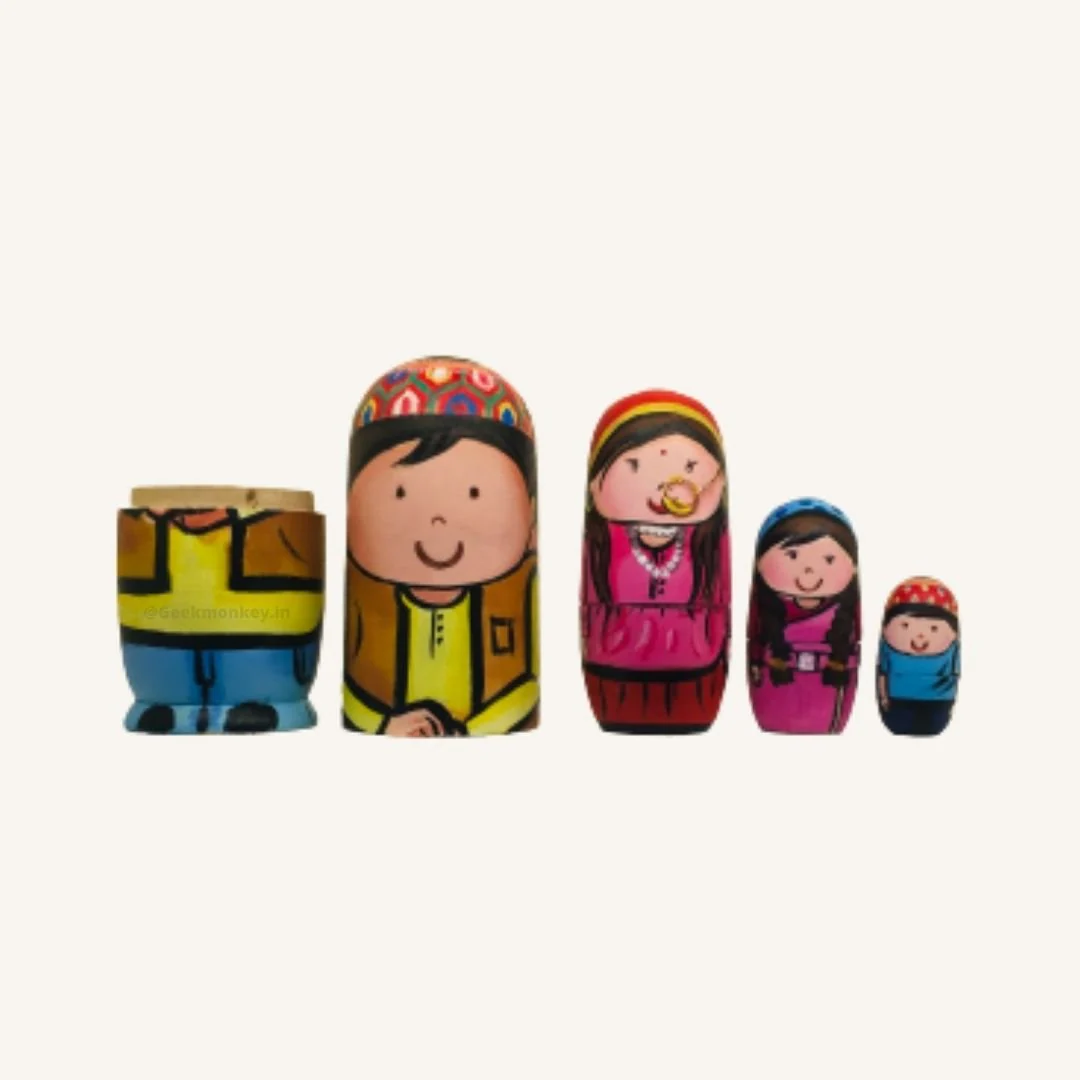 Pahadi Dagadiya - Nested Wooden Doll Family - Image 7