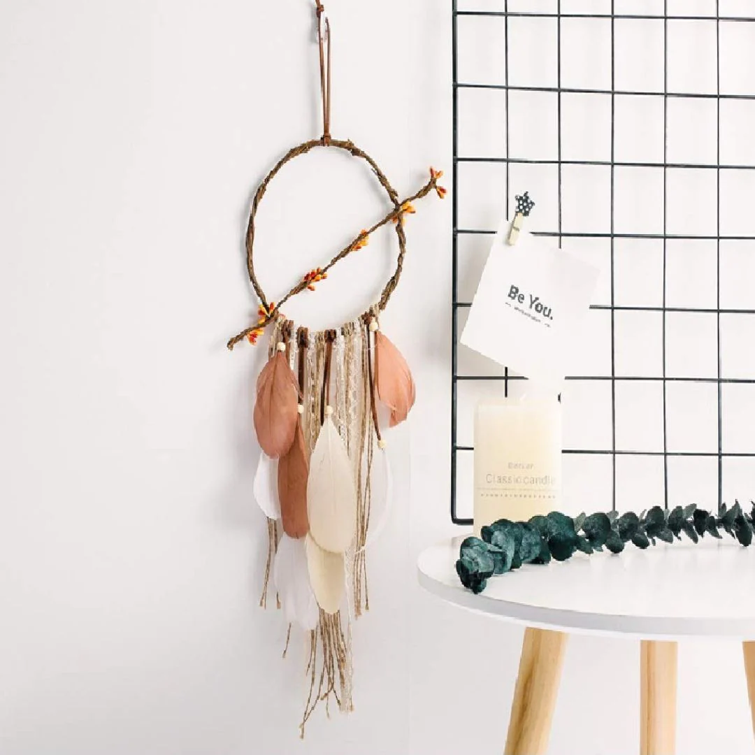 Pastel Feather Dreamcatcher – Handmade Boho Wall Décor - Image 2