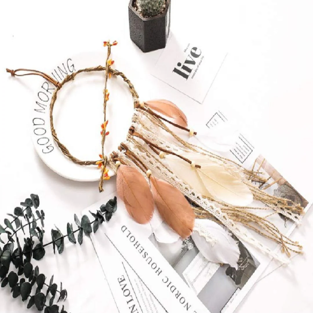 Pastel Feather Dreamcatcher – Handmade Boho Wall Décor - Image 5