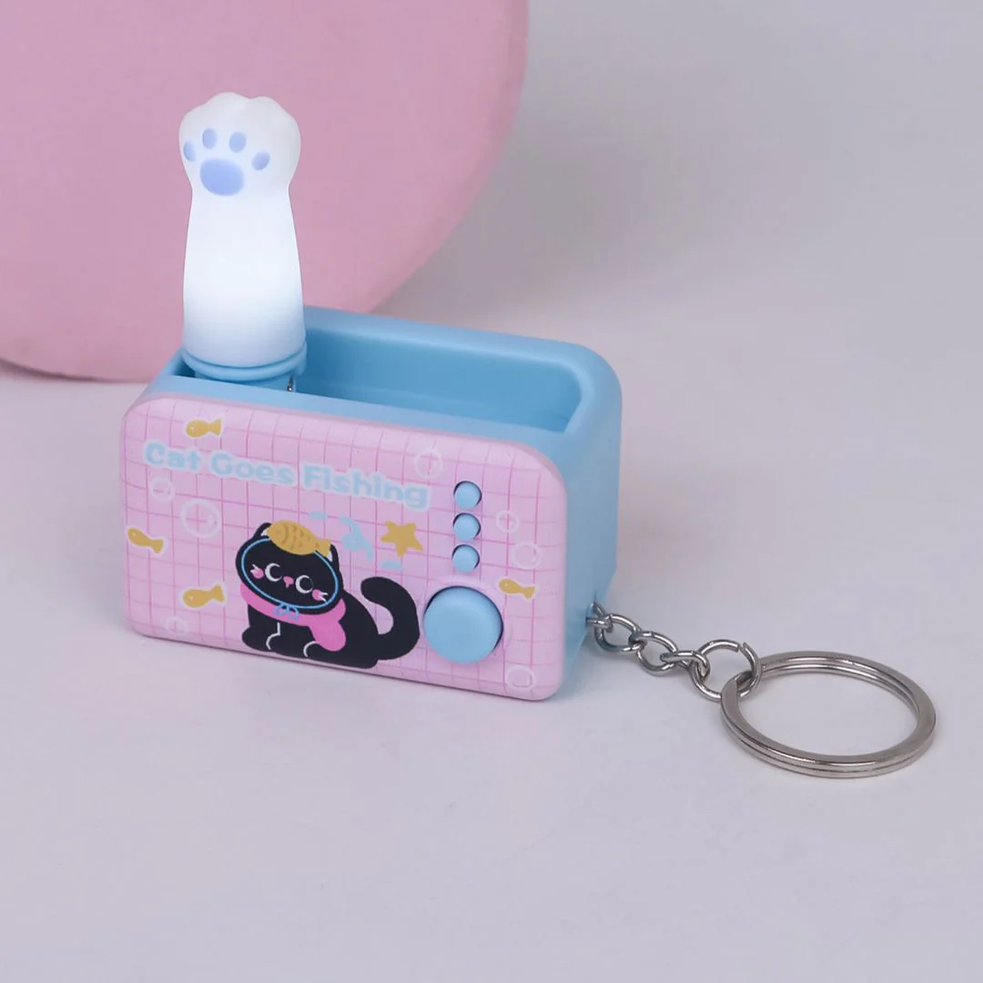 Cat Paw Pop Out Keyring | Cute Fidget Keychain With Push Button - Image 2