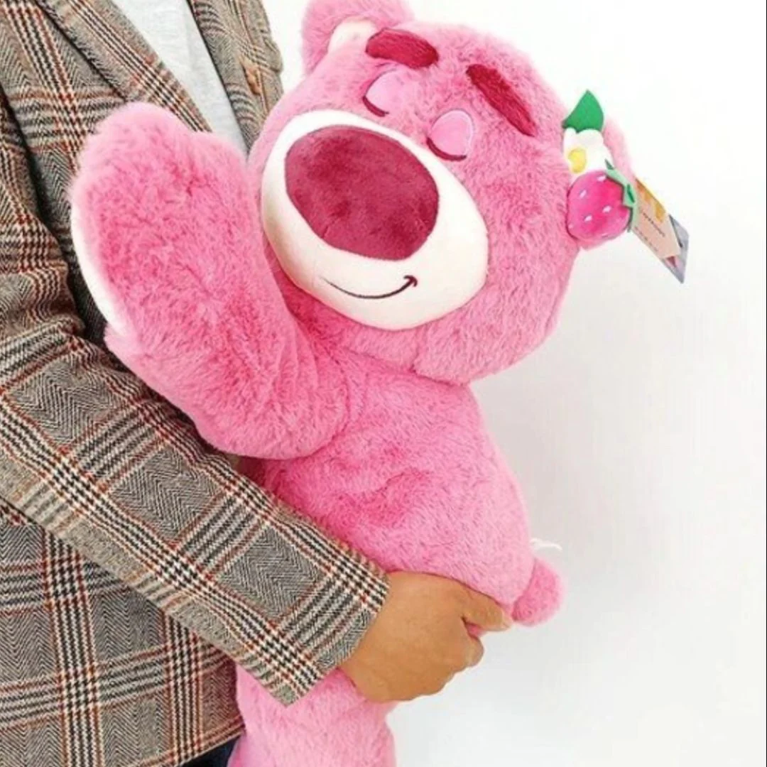 Sleepy Pink Bear Plush Pillow with Blanket - Image 3
