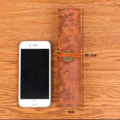 Pirate Pen Case - Roll up Leather - Image 3