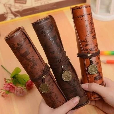 Pirate Pen Case - Roll up Leather - Image 4