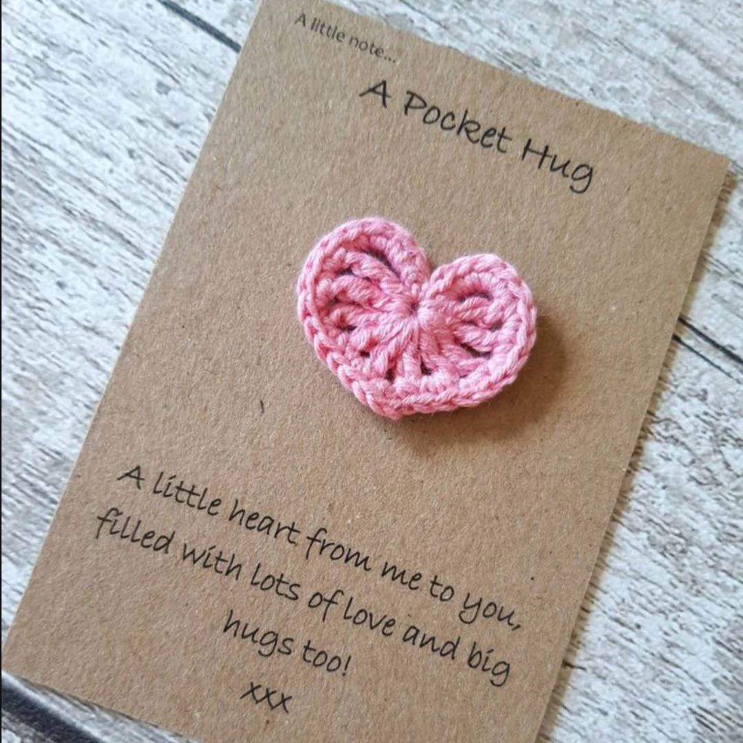 Pocket Hug – Handcrafted Mini Crochet Heart – Add-On Only