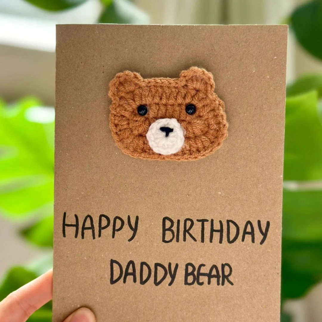 Pocket Papa Bear – Handcrafted Crochet Bear Greeting – Add-On Only