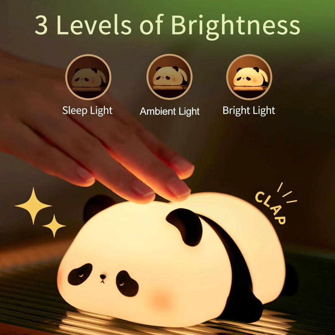 Pookie Panda Silicone Lamp | Touch Sensor Panda Lamp, Rechargeable Night Light - Image 3