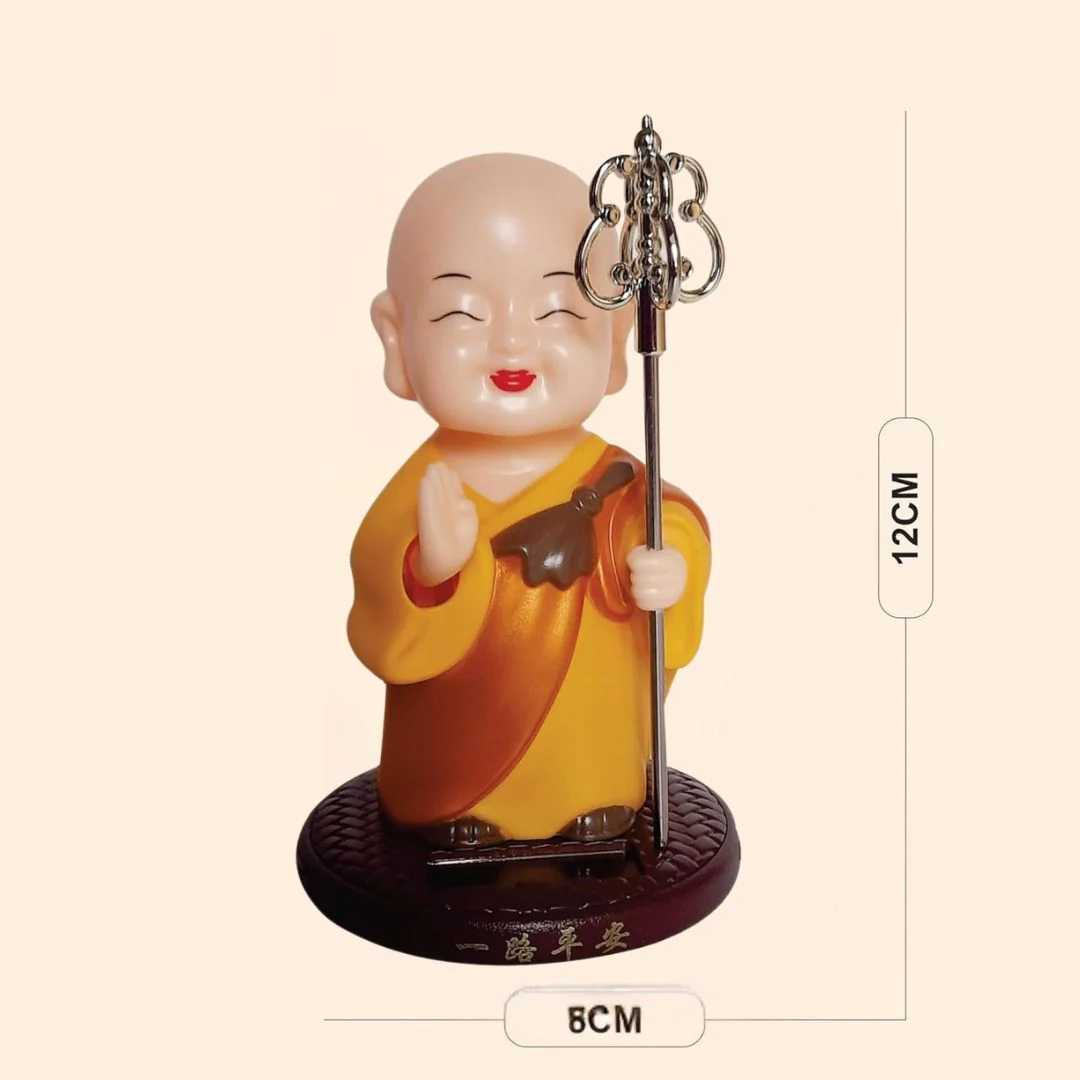 Positive Energy Monk Decor | Solar-Powered Buddha Monk Figurine - Image 2