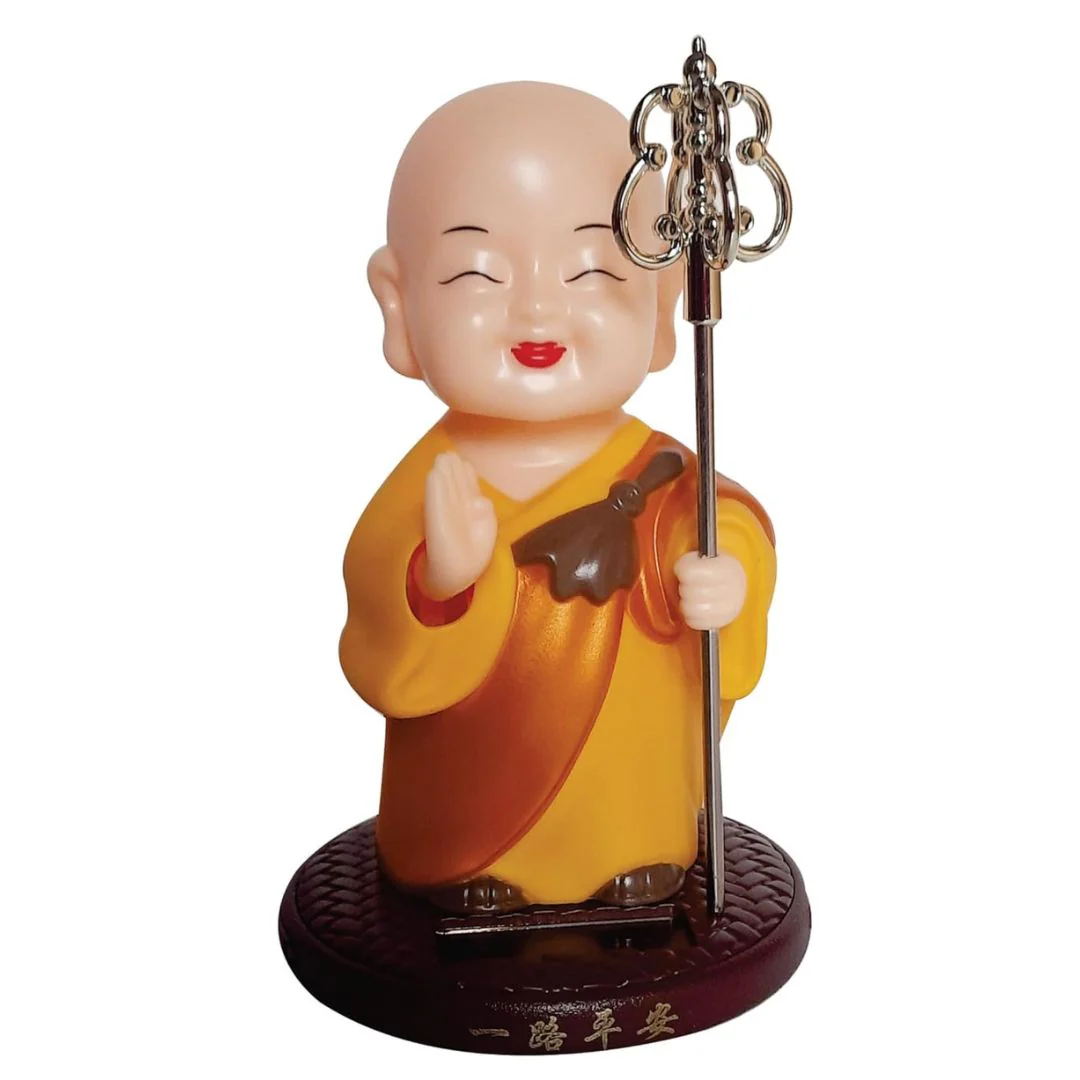 Positive Energy Monk Decor | Solar-Powered Buddha Monk Figurine - Image 3