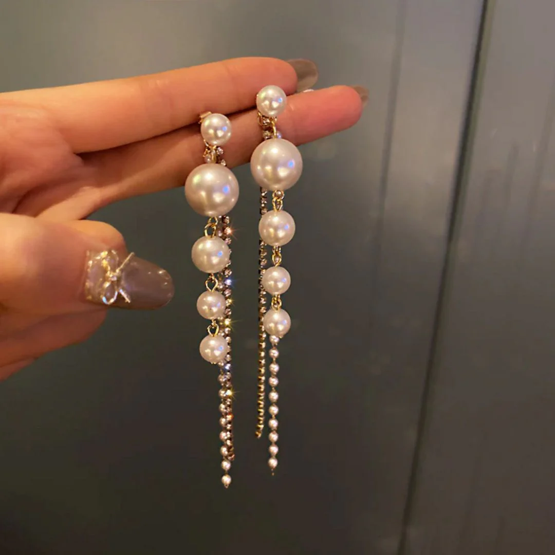Celeste Pearl Drop Earrings - Image 2