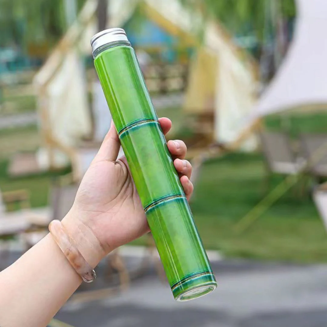 Pretty Bamboo Stick Bottle | Sleek Bamboo Bottle for Panda Lovers | Plastic - Image 2