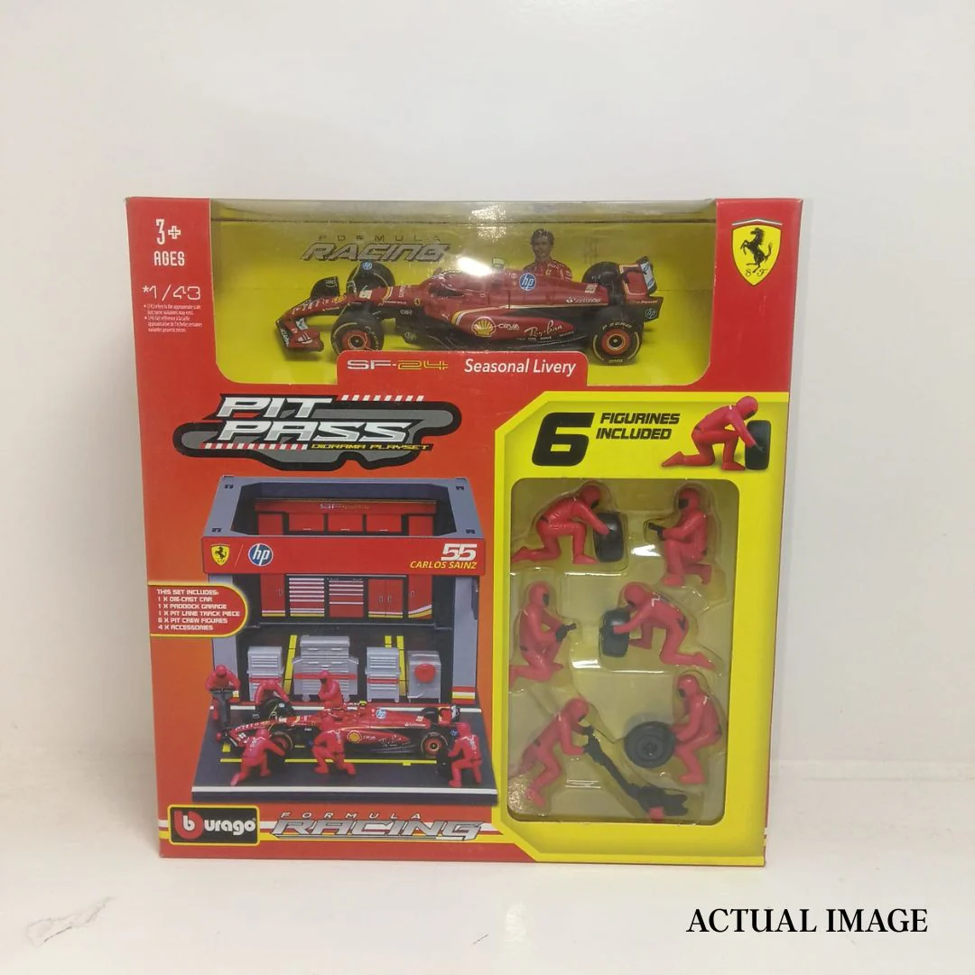 Racing Car Pit Pass Set | Die-Cast Car with 6-Piece Pit Crew &amp; Paddock Garage - Image 7