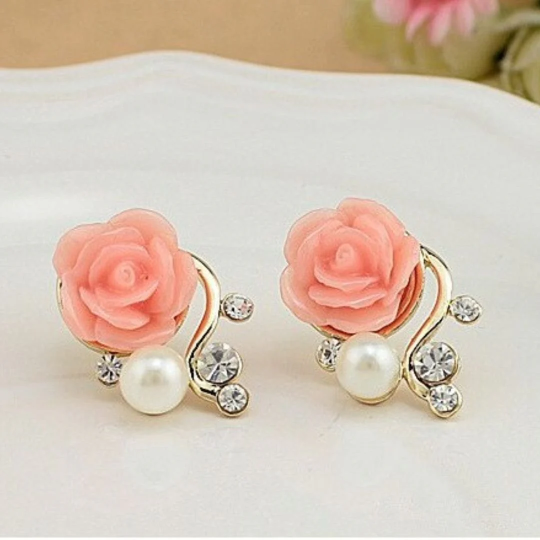 Radiating Pink Rose Stud | Earrings for Teens - Image 3