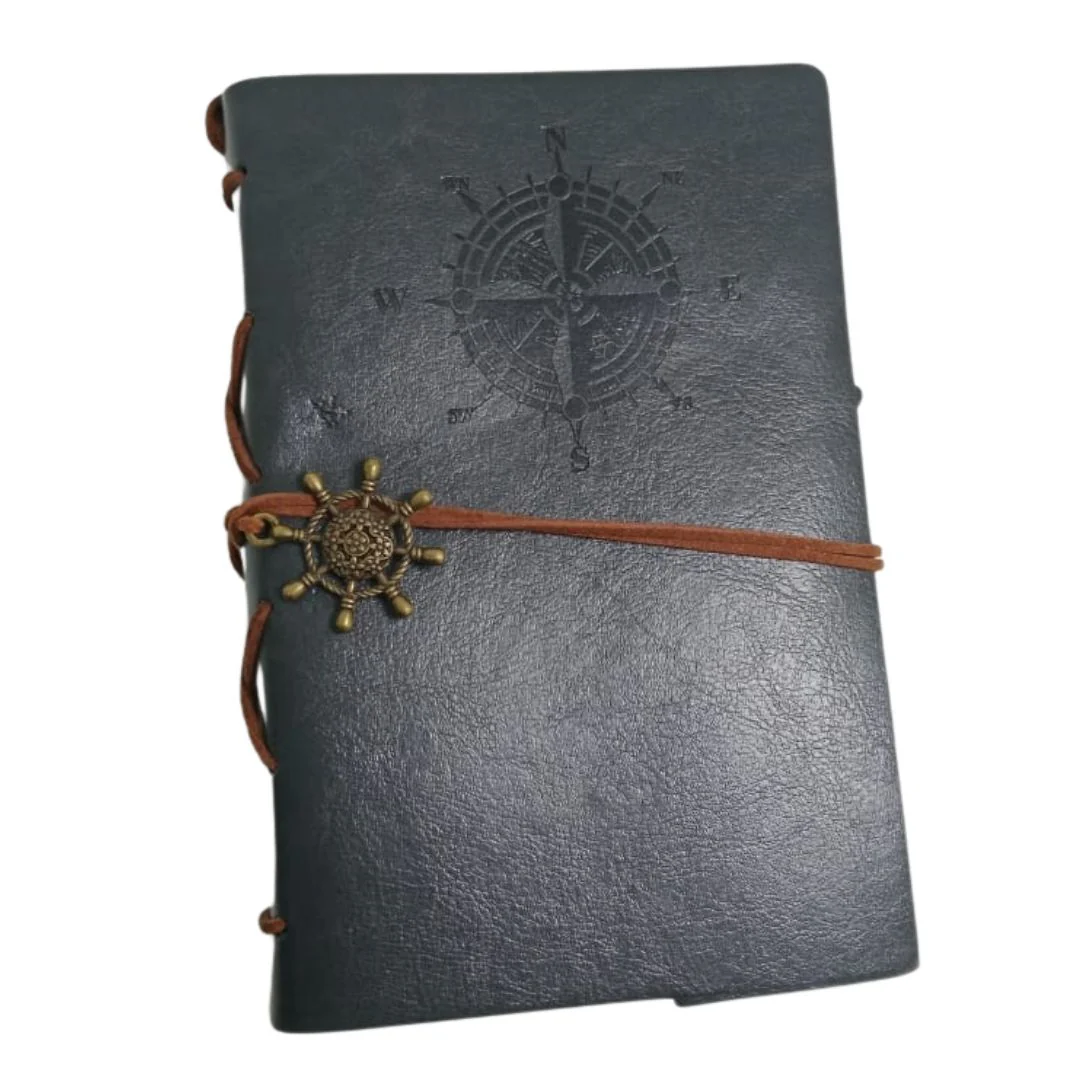 Retro Spiral Notebook | Vintage PU Leather Note Book With Ship Wheel Charm - Image 9