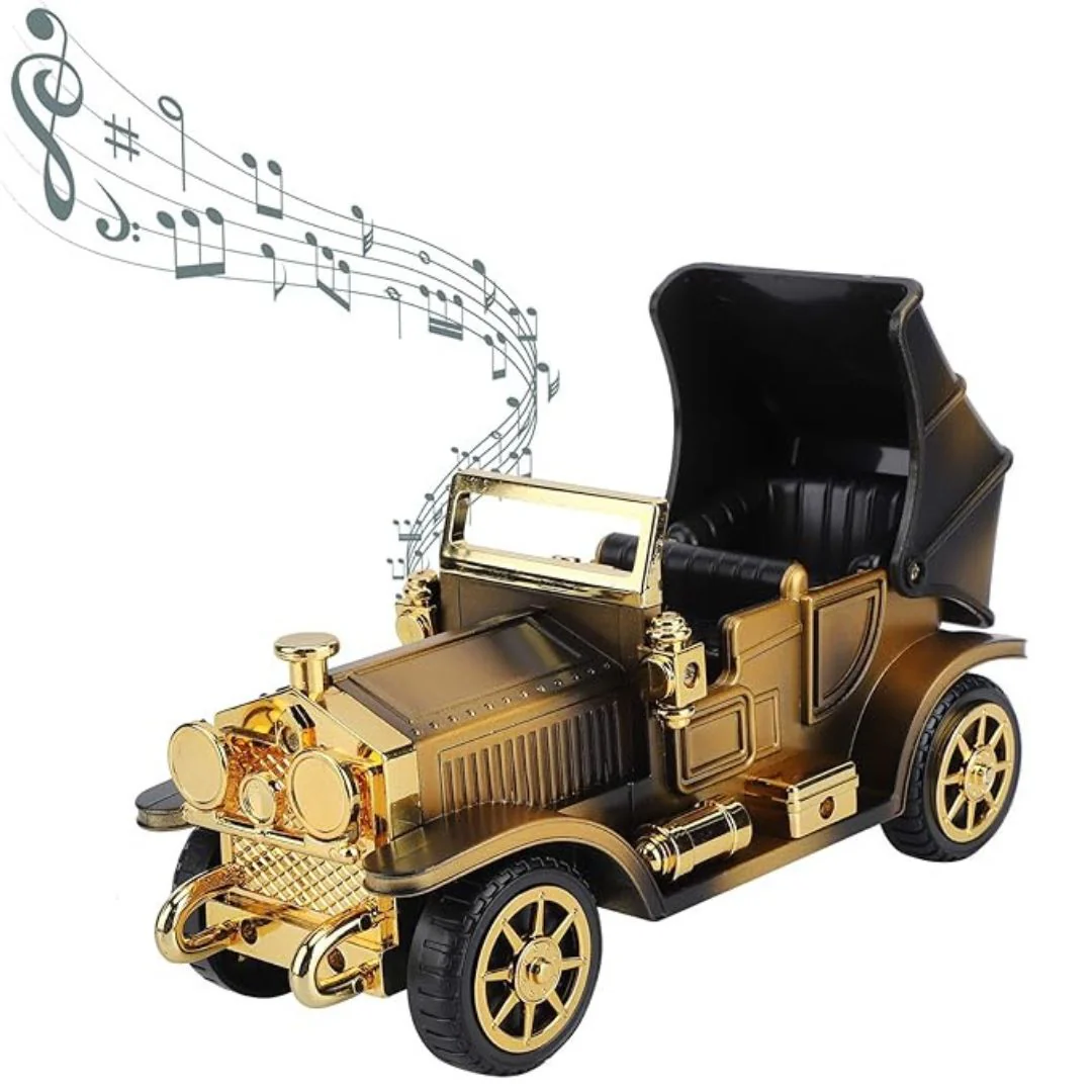 Retro Vehicle Music Box – Wind-Up Moving Vintage Car Model - Image 2