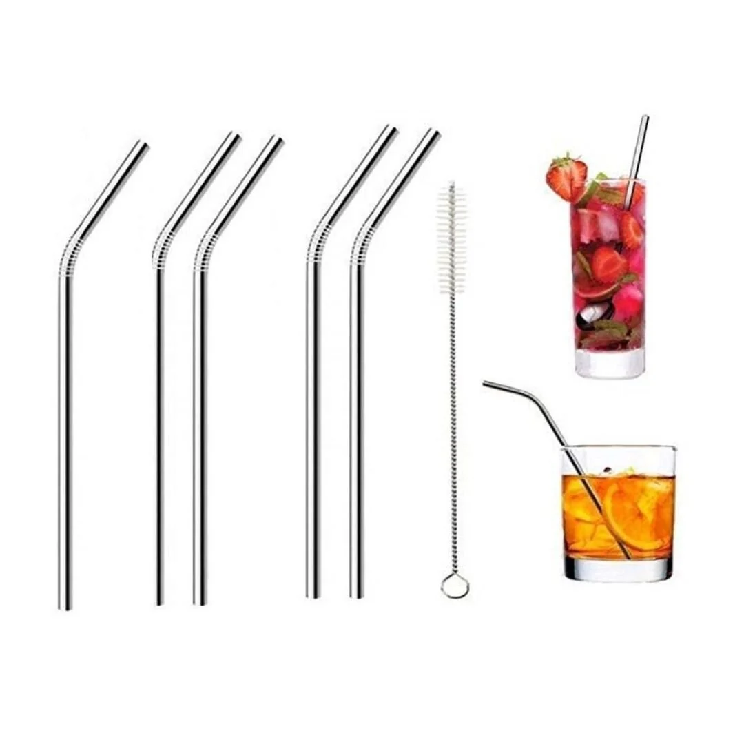 Reusable Metal Straw with Cleaner Brush (Set of 4 Straws, 1 brush) - Image 6
