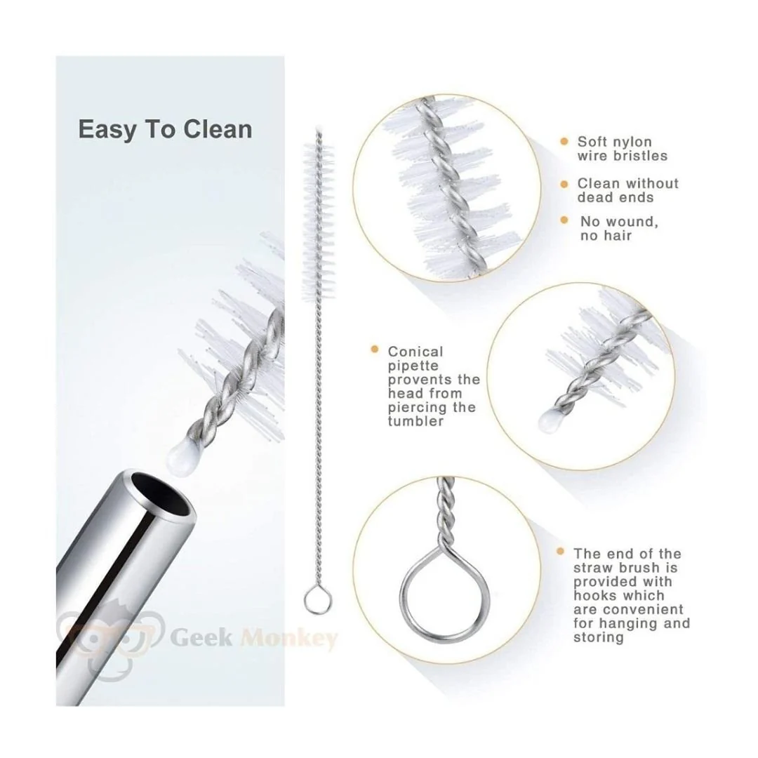 Reusable Metal Straw with Cleaner Brush (Set of 4 Straws, 1 brush) - Image 7