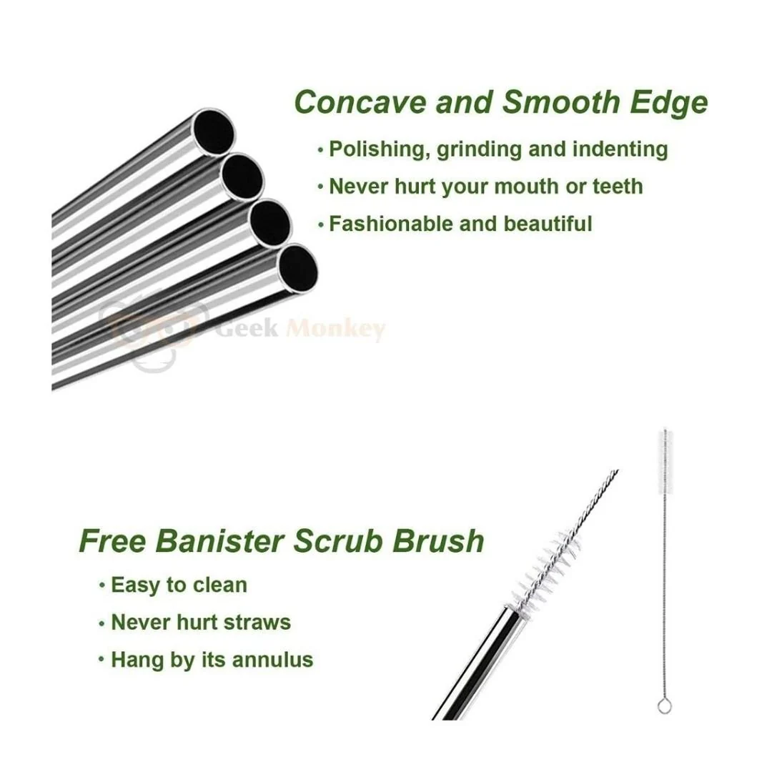 Reusable Metal Straw with Cleaner Brush (Set of 4 Straws, 1 brush) - Image 8