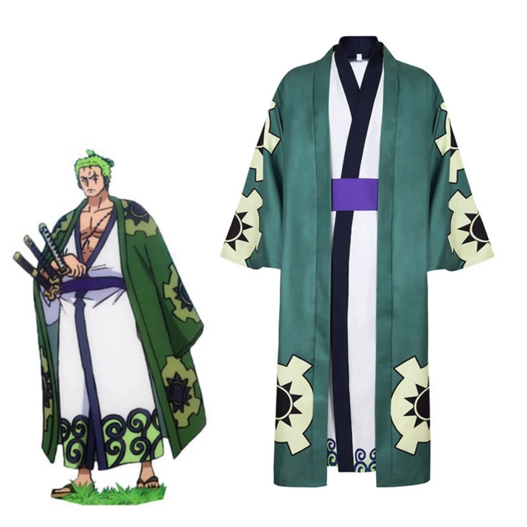 Roronoa Zoro Cosplay Costume | Anime Cloak Wano Country Kimono - Image 2