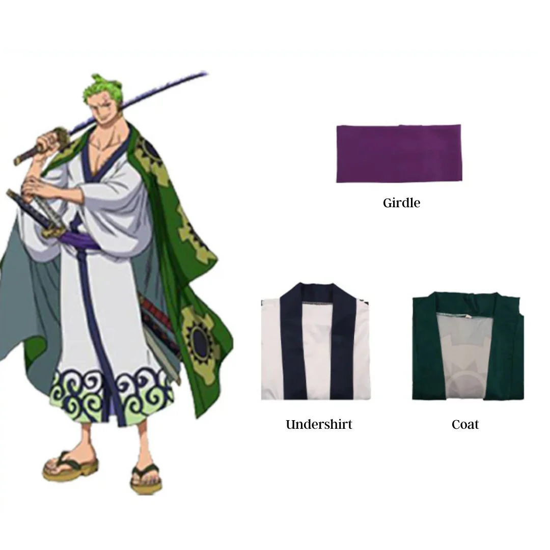 Roronoa Zoro Cosplay Costume | Anime Cloak Wano Country Kimono - Image 4