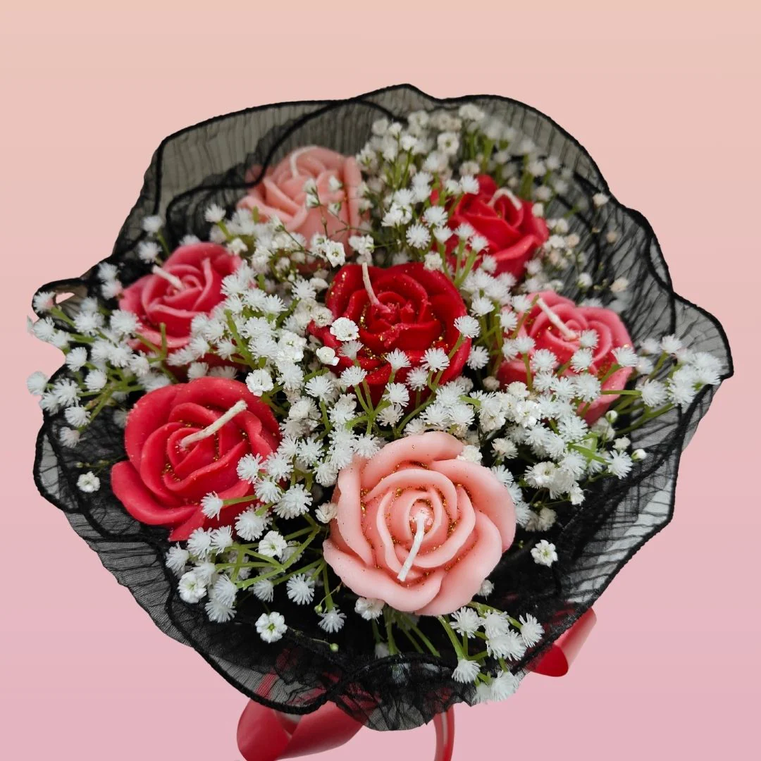 Rose Bloom Candle Bouquet | Handcrafted Soy Wax Rose Candles Gift Box - Image 2