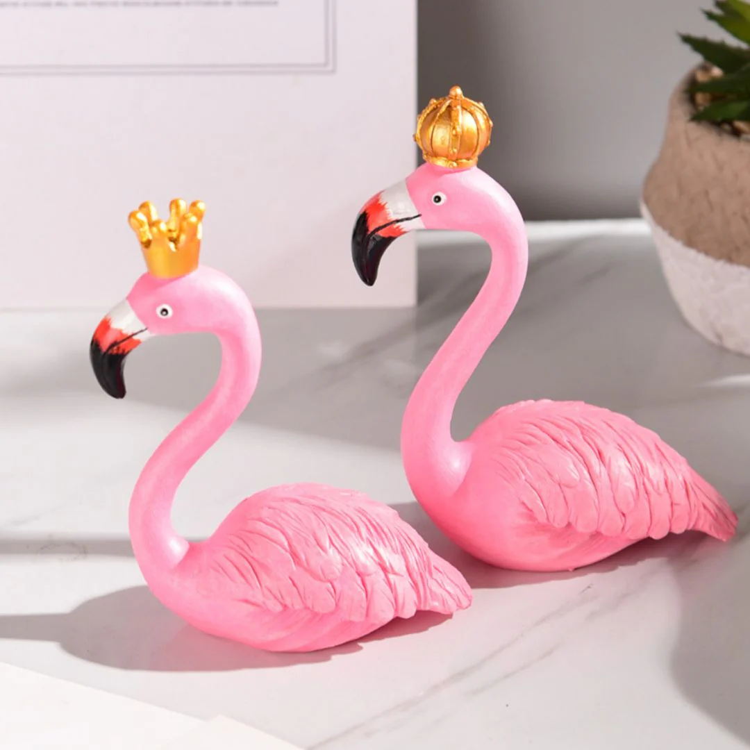 Royal Flamingo Decorative Showpiece – Pink Flamingo with Golden Crown - Image 3
