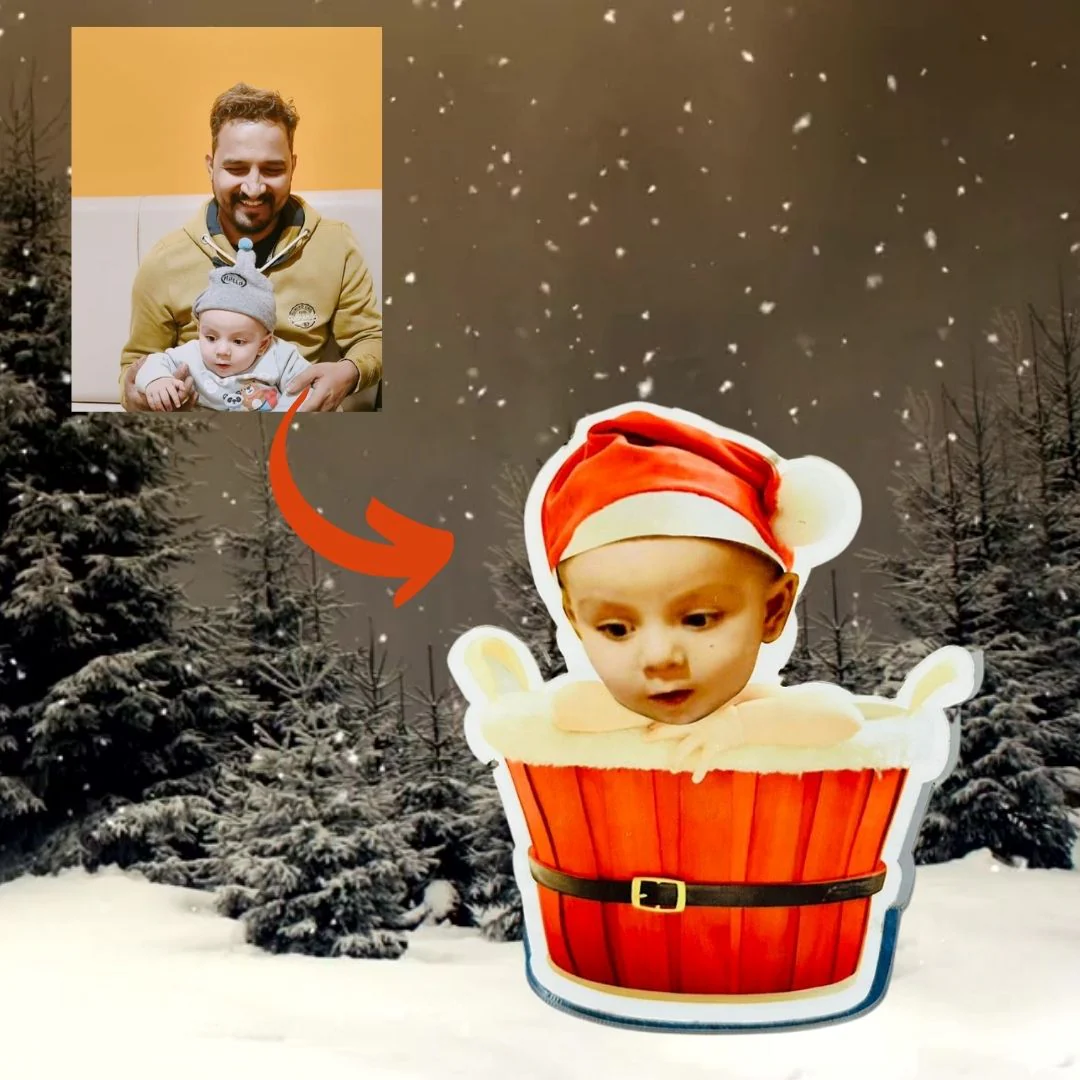 Santa Baby Tub Ornament | Customized Photo Acrylic Ornament for Tree - Image 4