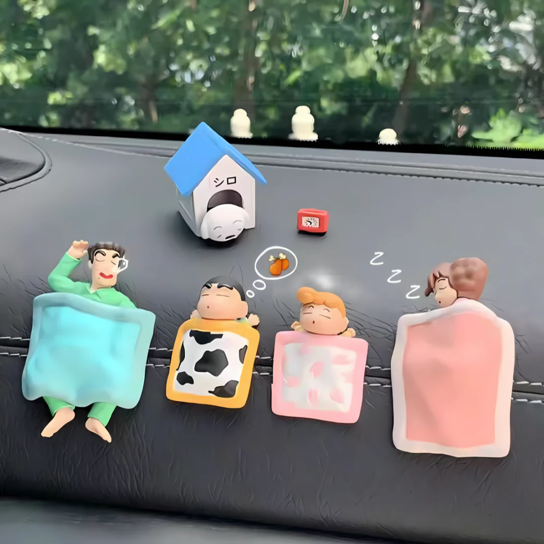 Cute Sleeping Shinchan Family Figurines [With Removable Blankets] | Gifts for Teens