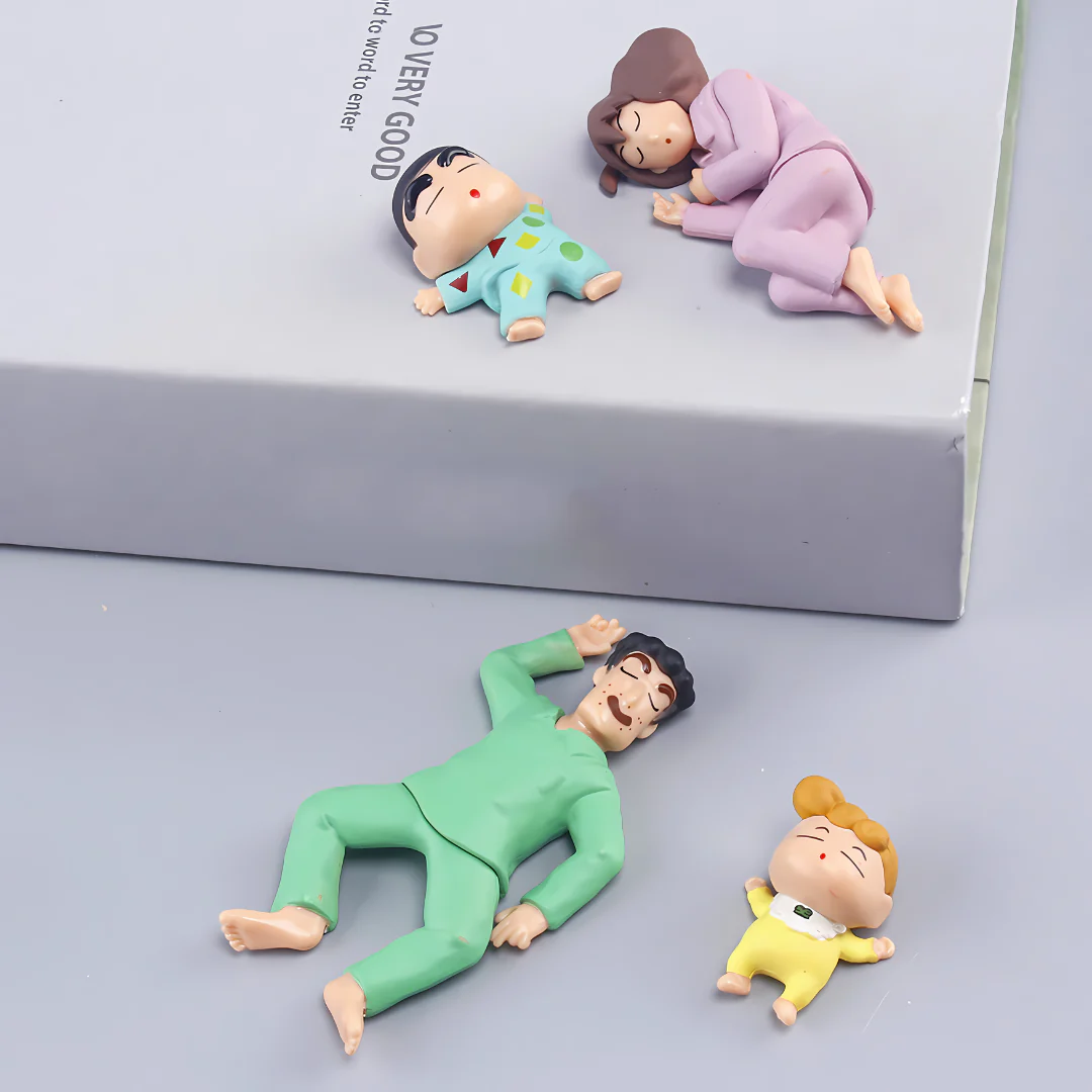 Cute Sleeping Shinchan Family Figurines [With Removable Blankets] | Gifts for Teens - Image 4