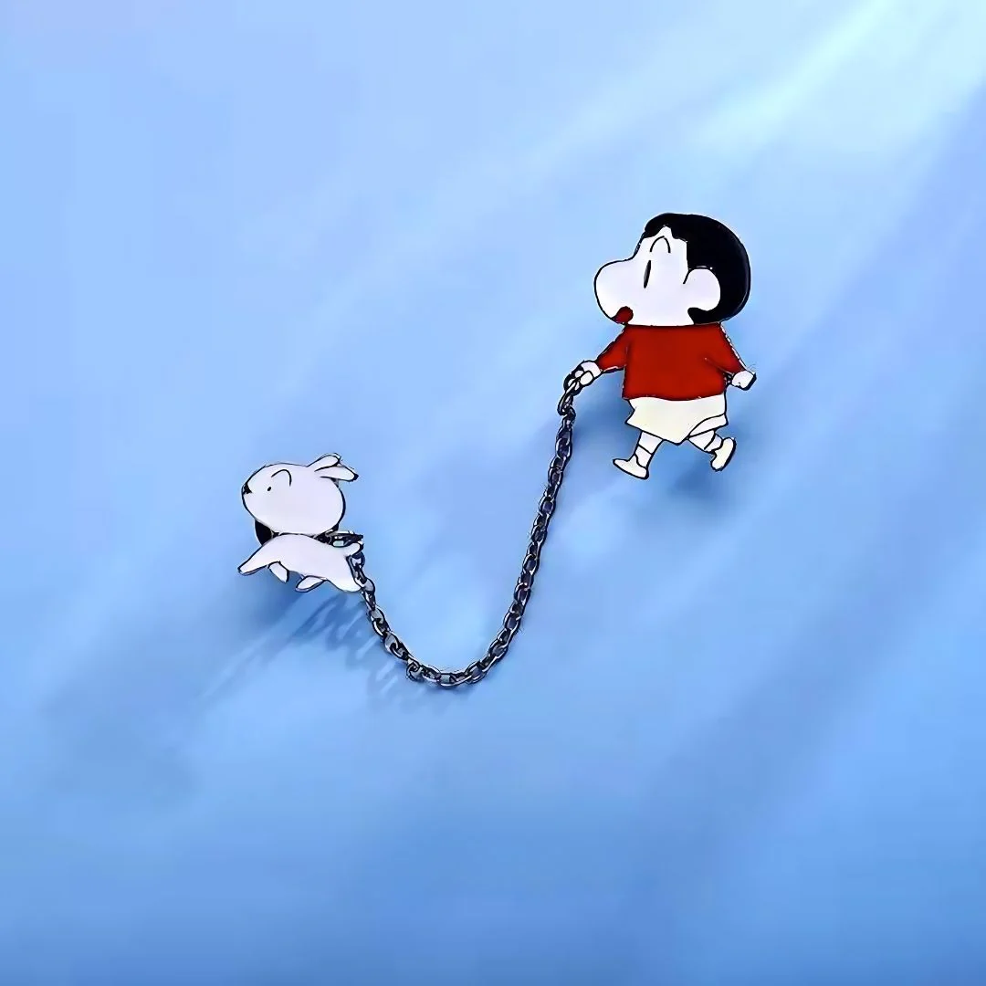 Kawaii Shin Chan Enamel Lapel Pins | Shinchan with Shiro - Image 4