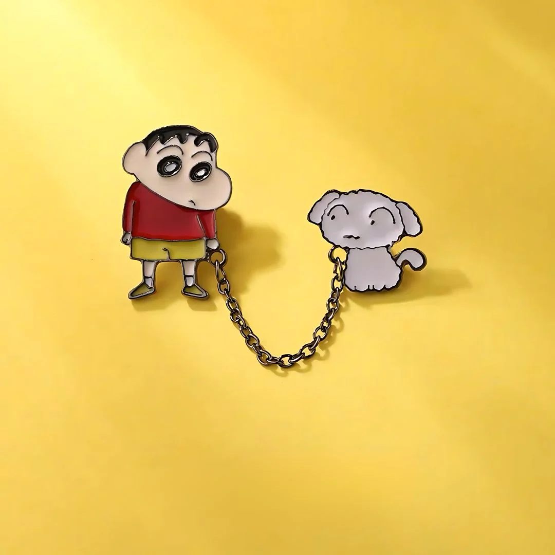Kawaii Shin Chan Enamel Lapel Pins | Shinchan with Shiro - Image 5