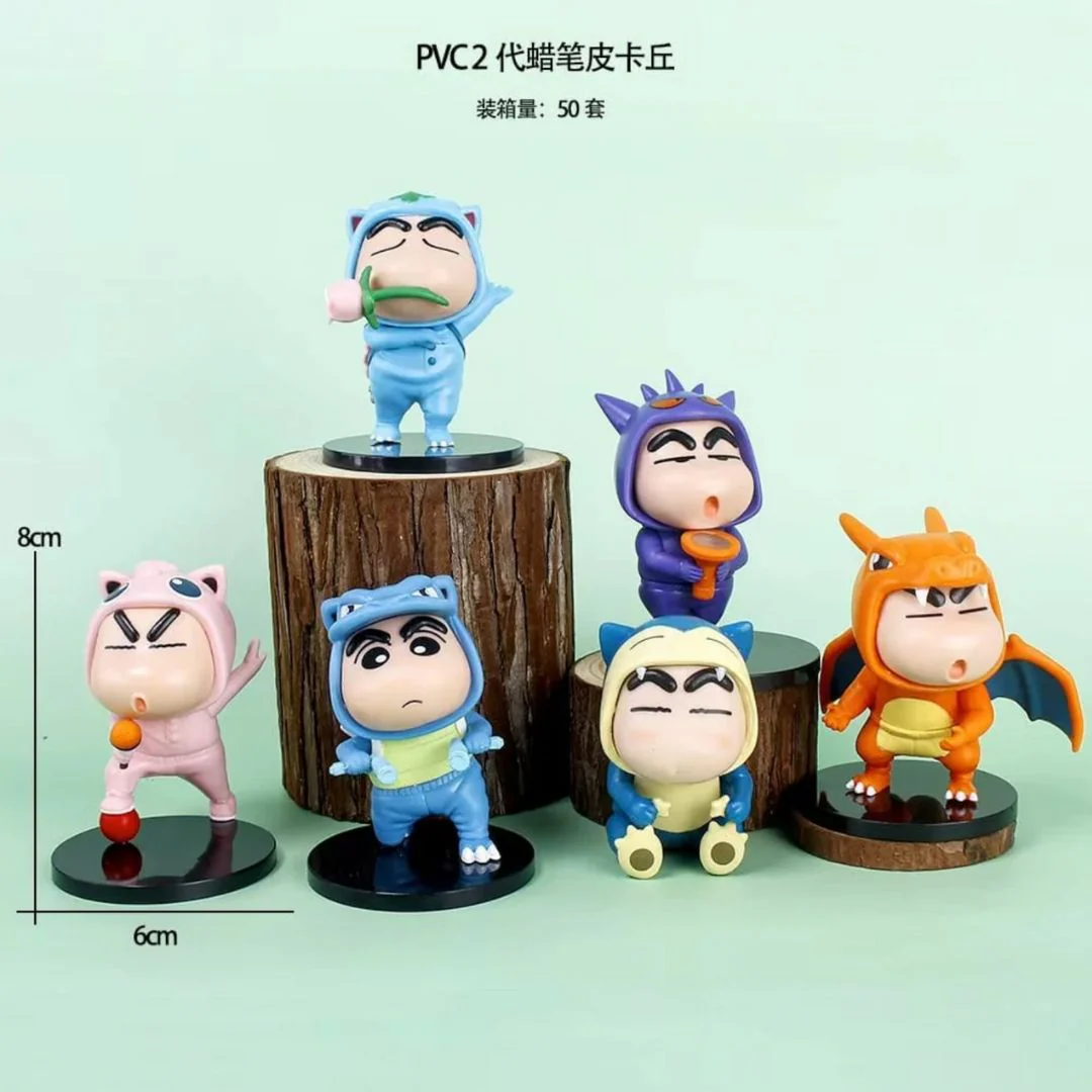 ShinChan Pokemon Crossover Figurine | Shin Chan Figures [Set of 6]